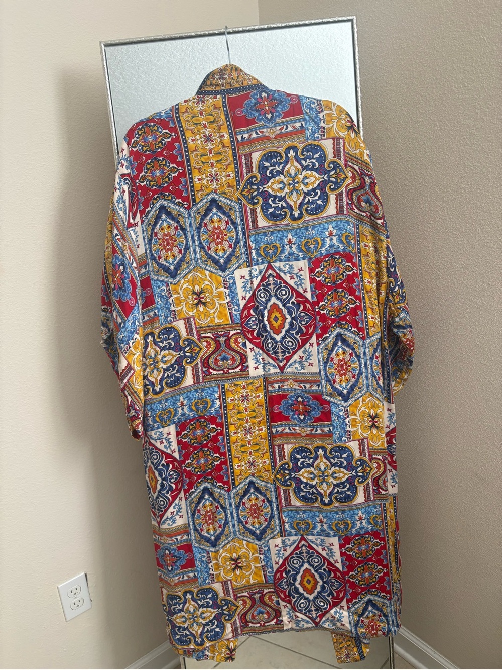Haute Hippie Reversible Psychedelic Print Belted Long Kimono Duster Caftan - Picture 4 of 6